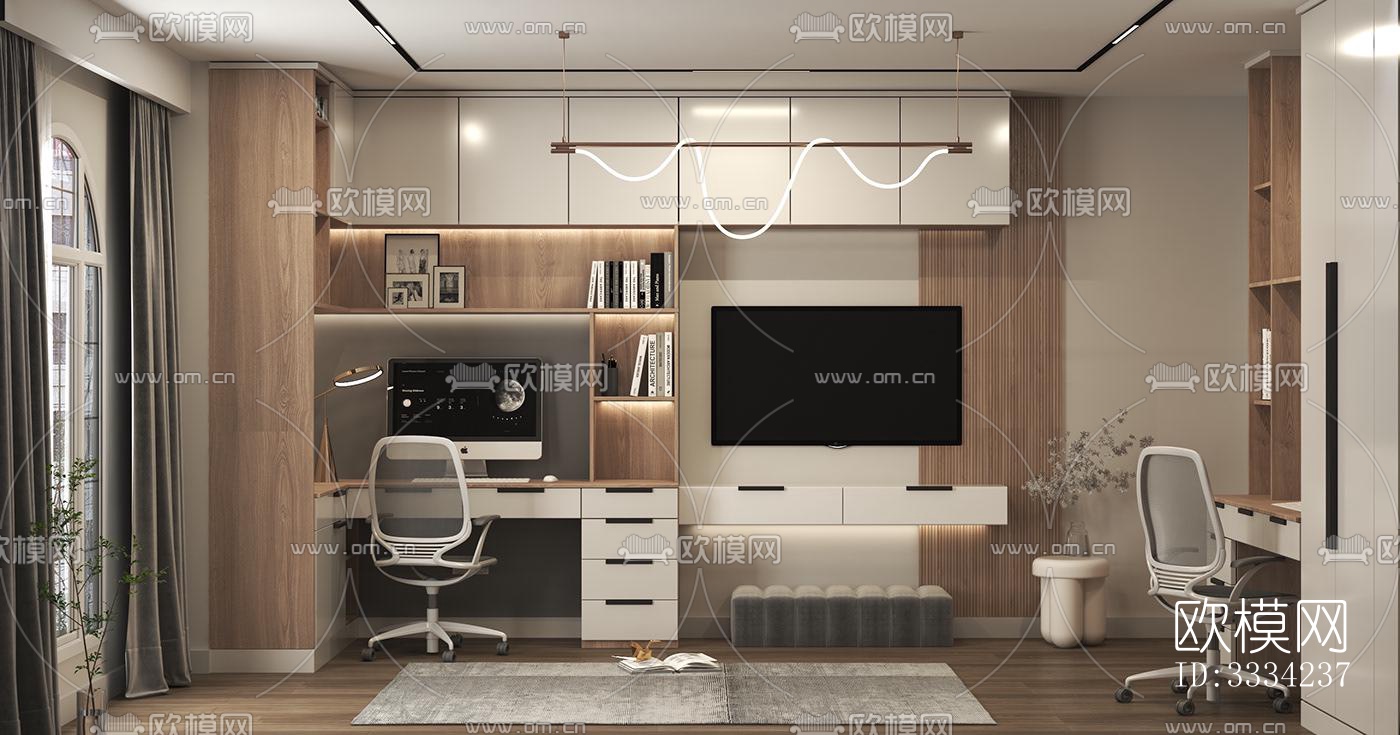 现代卧室效果图下载（渲染图3）