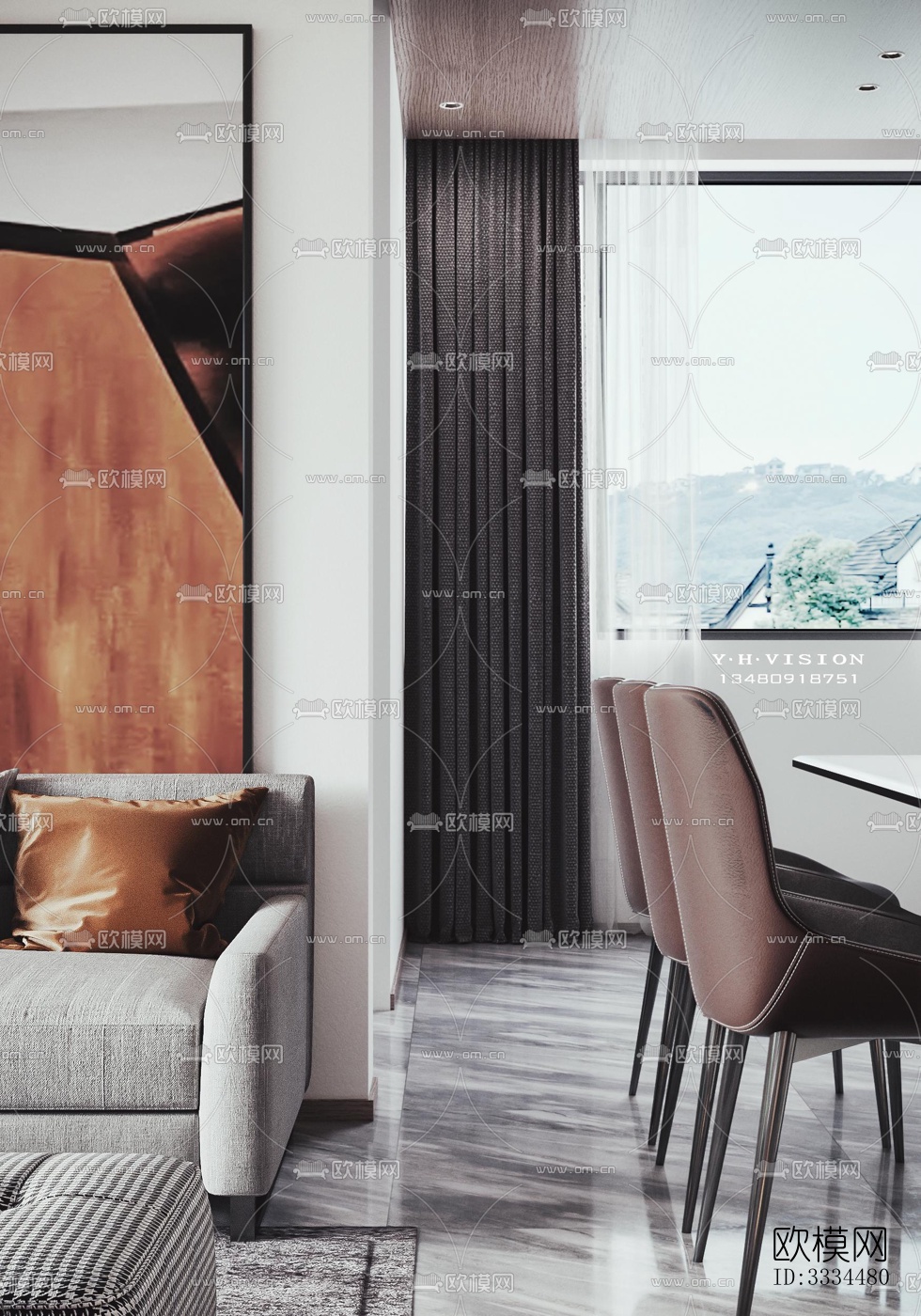 现代客厅效果图下载（渲染图9）