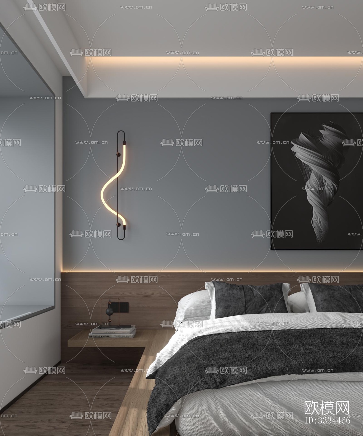 现代卧室效果图下载（渲染图4）