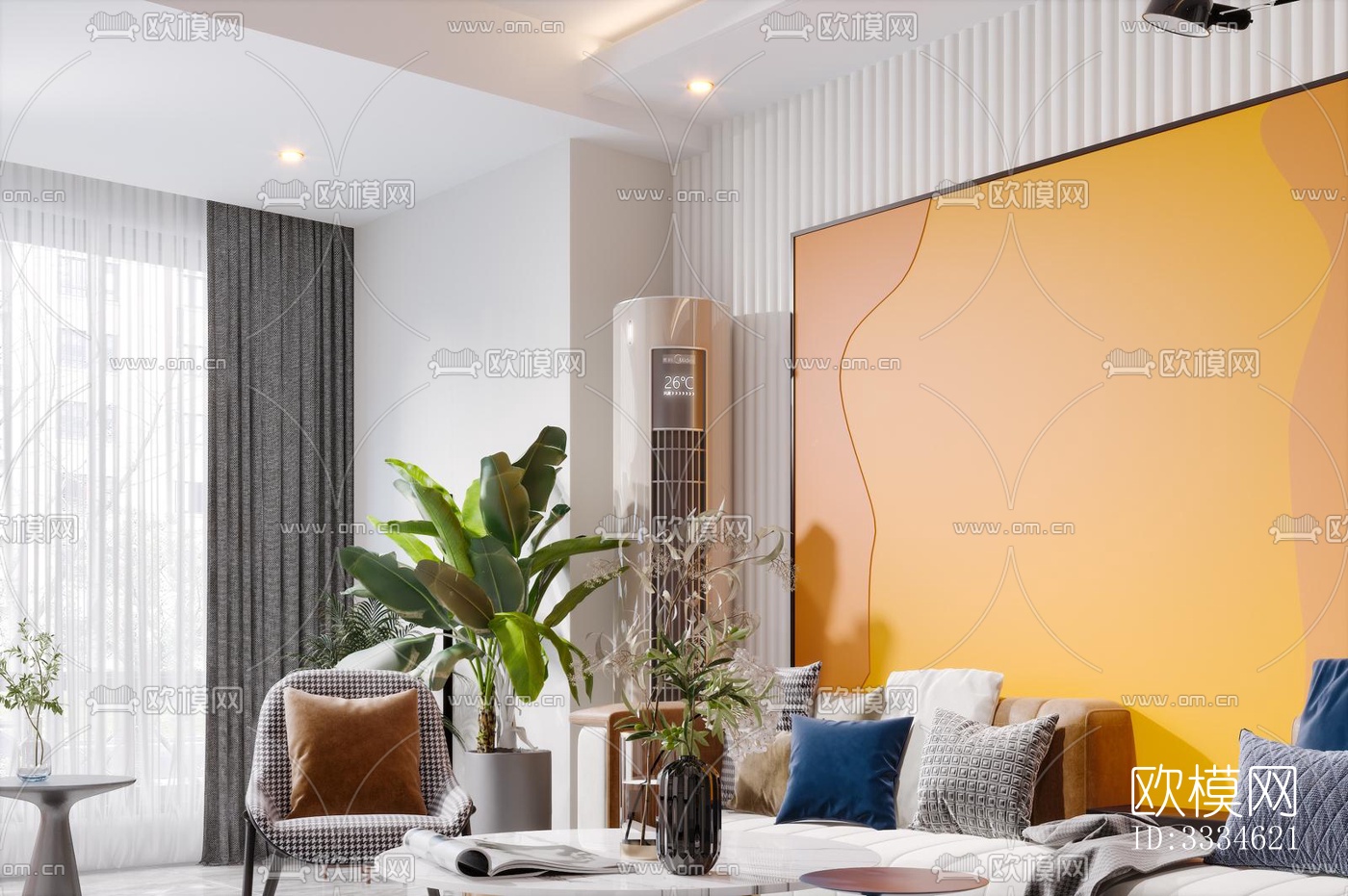 现代客厅效果图下载（渲染图7）