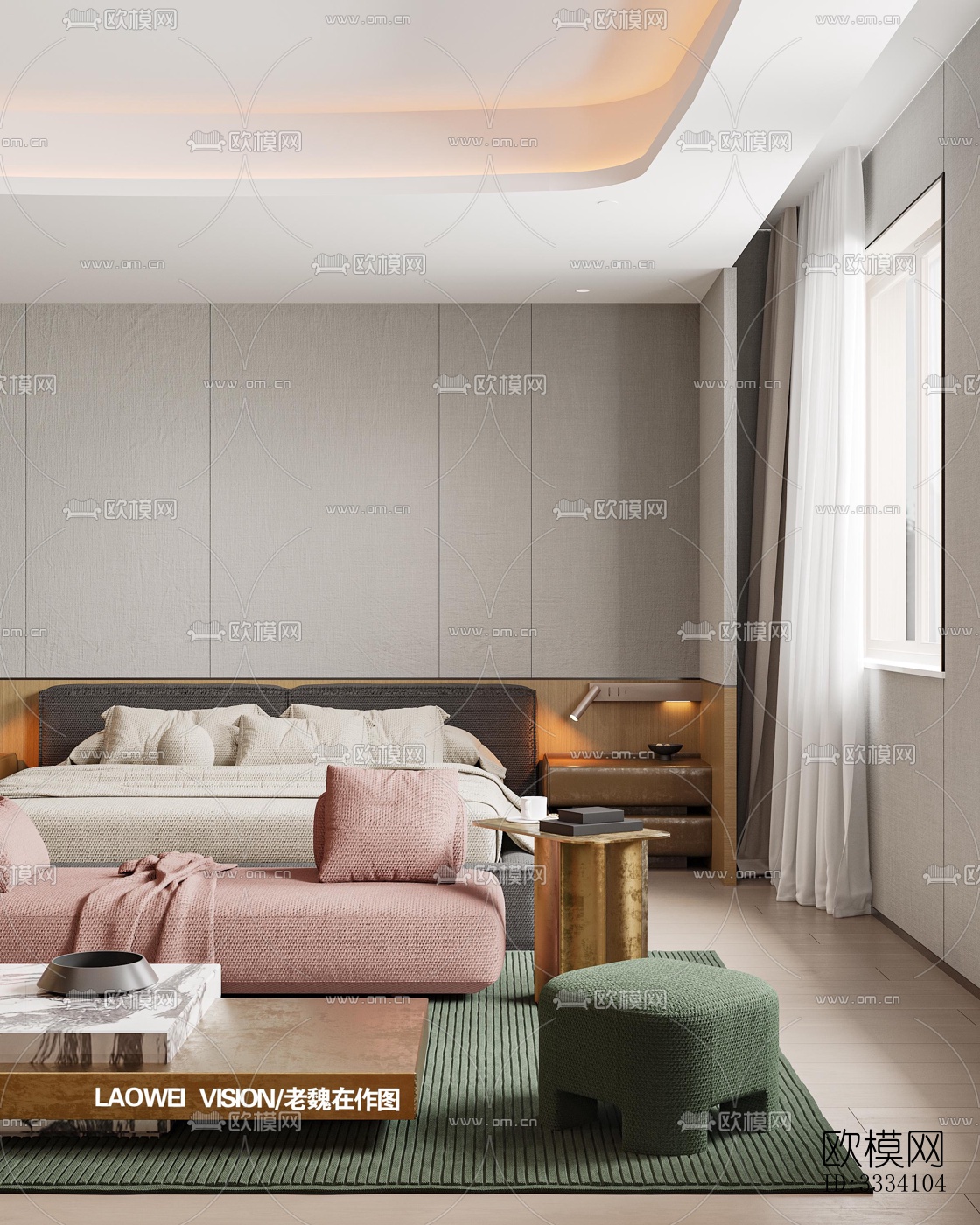 现代卧室效果图下载（渲染图9）