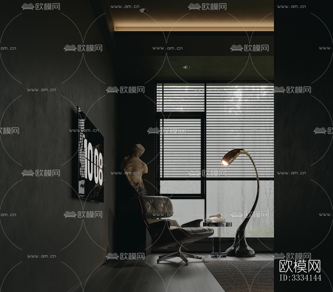 现代卧室效果图下载（渲染图3）