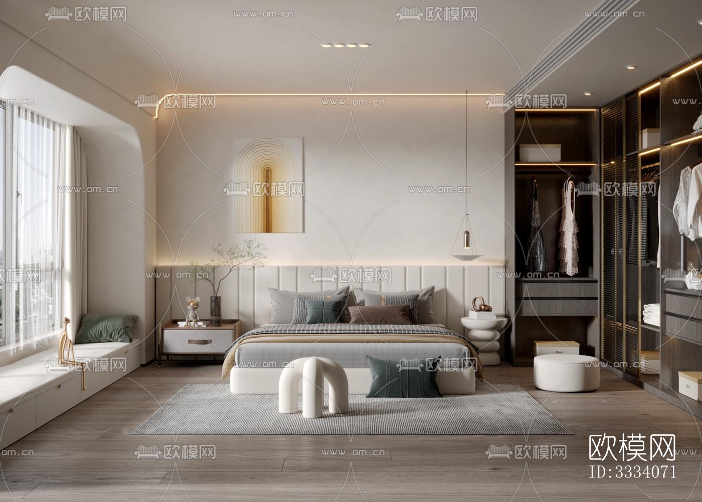 现代卧室效果图下载（渲染图3）
