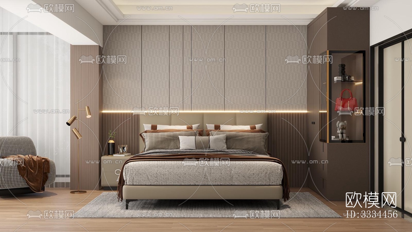 现代卧室效果图下载（渲染图1）