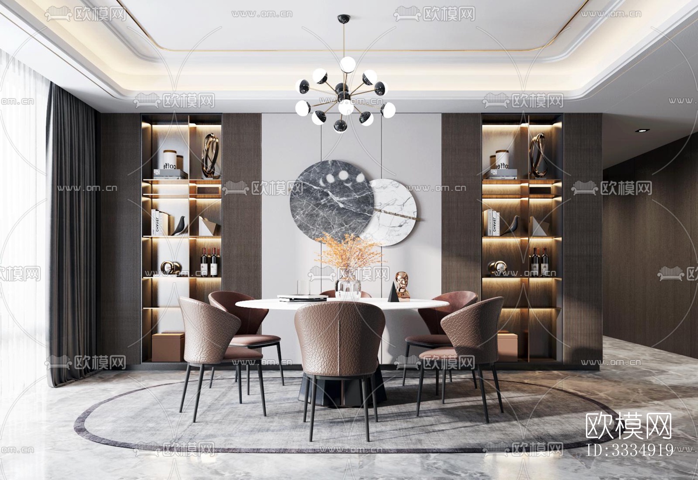 现代餐厅效果图下载（渲染图6）