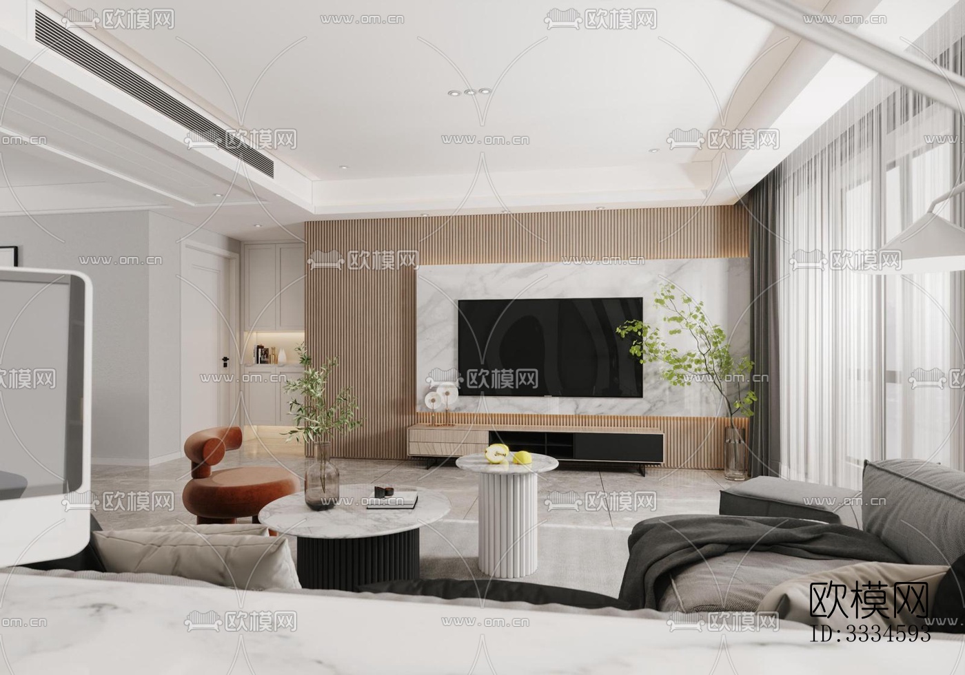 现代客厅效果图下载（渲染图4）