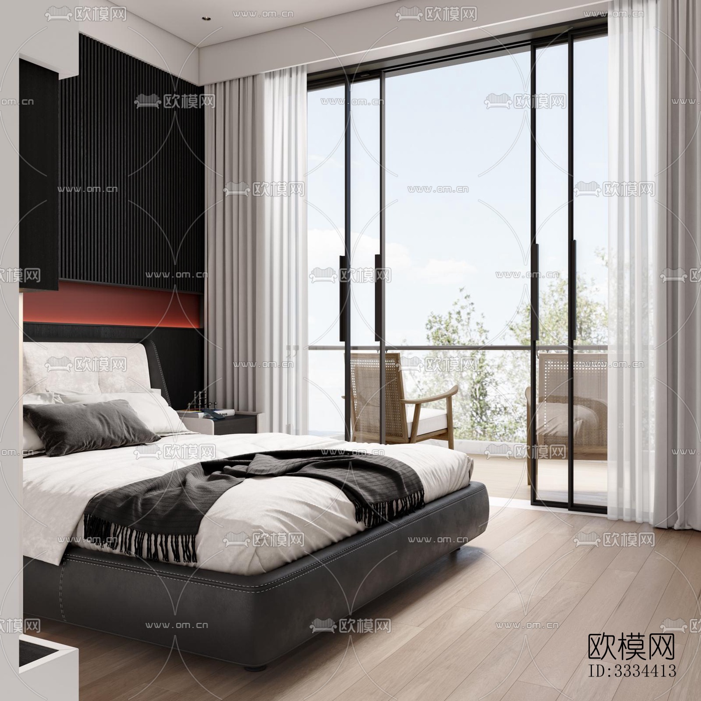现代卧室效果图下载（渲染图7）