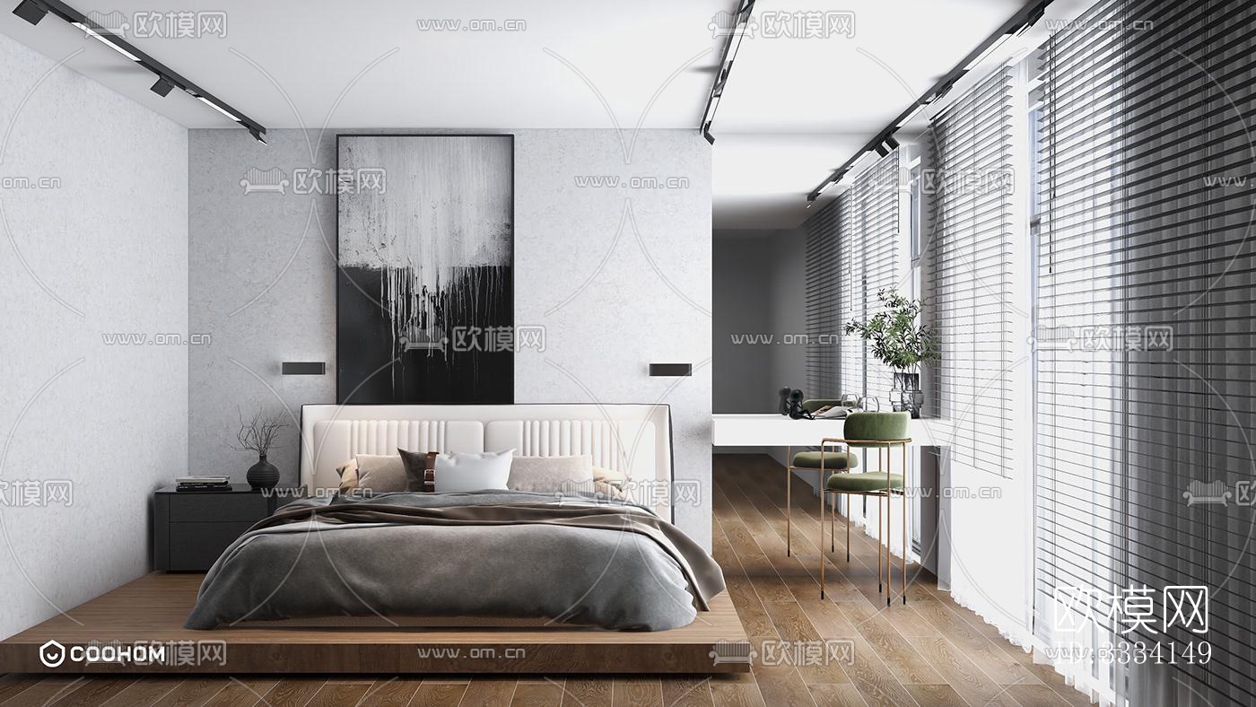 现代卧室效果图下载（渲染图2）