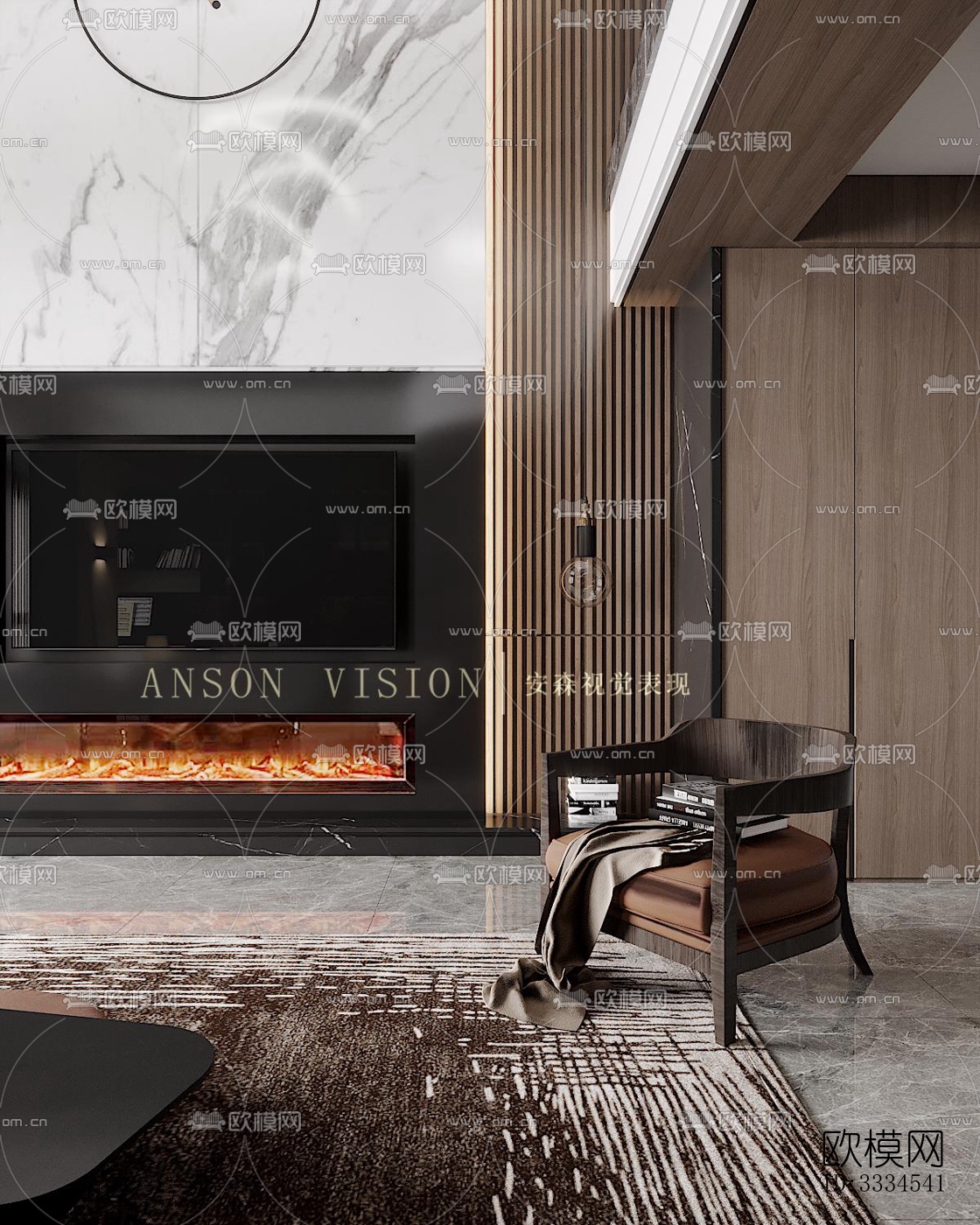 现代客厅效果图下载（渲染图4）