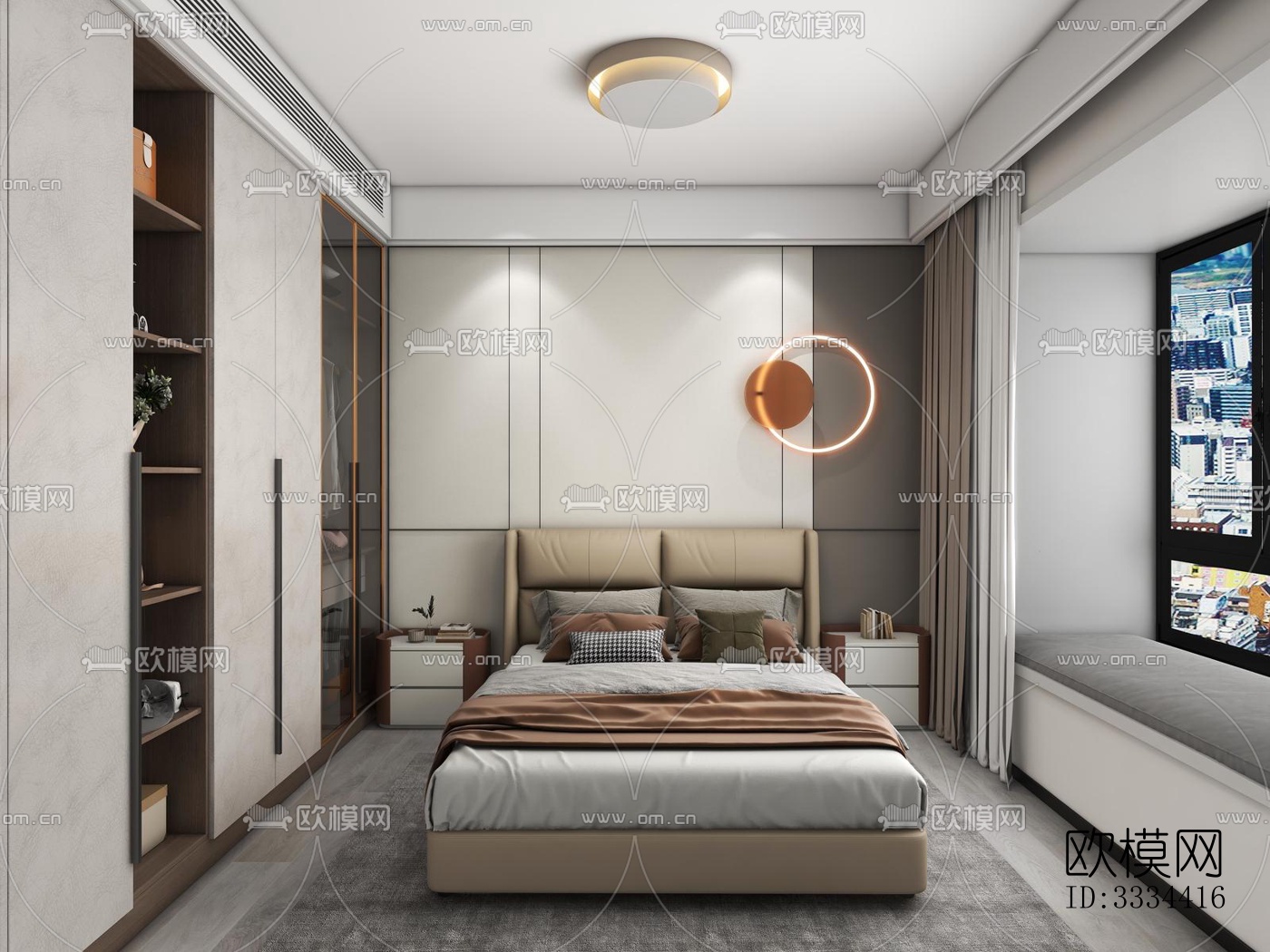 现代卧室效果图下载（渲染图2）