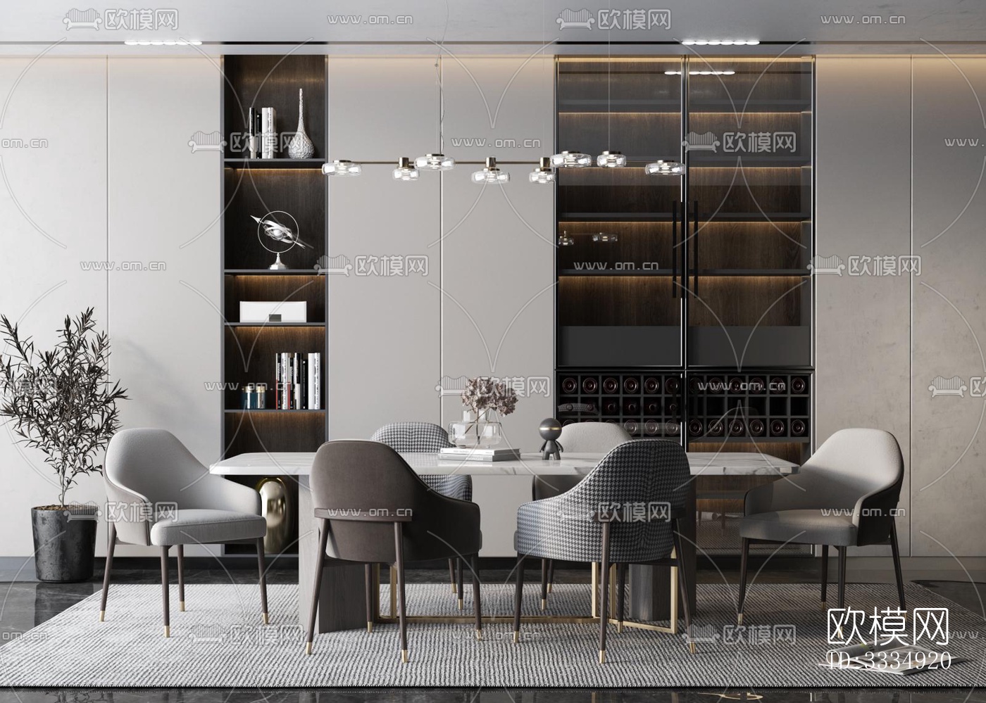 现代餐厅效果图下载（渲染图6）
