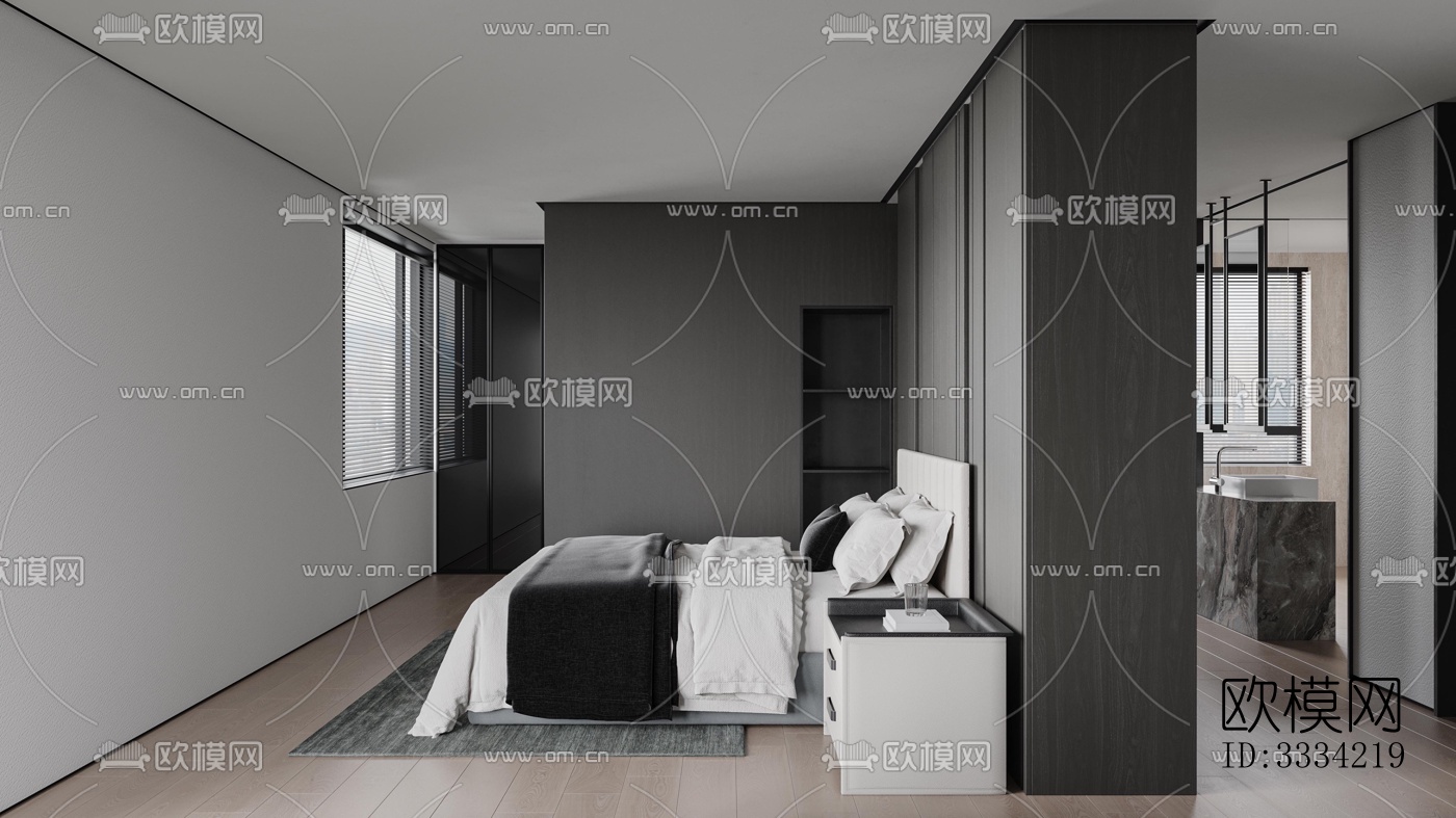 现代卧室效果图下载（渲染图4）