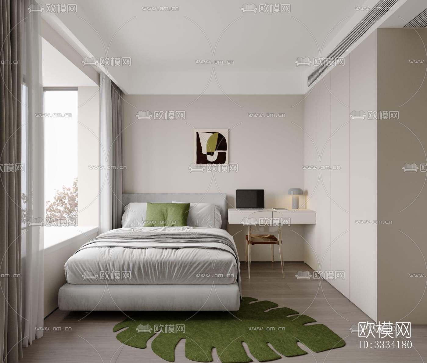 现代卧室效果图下载（渲染图1）