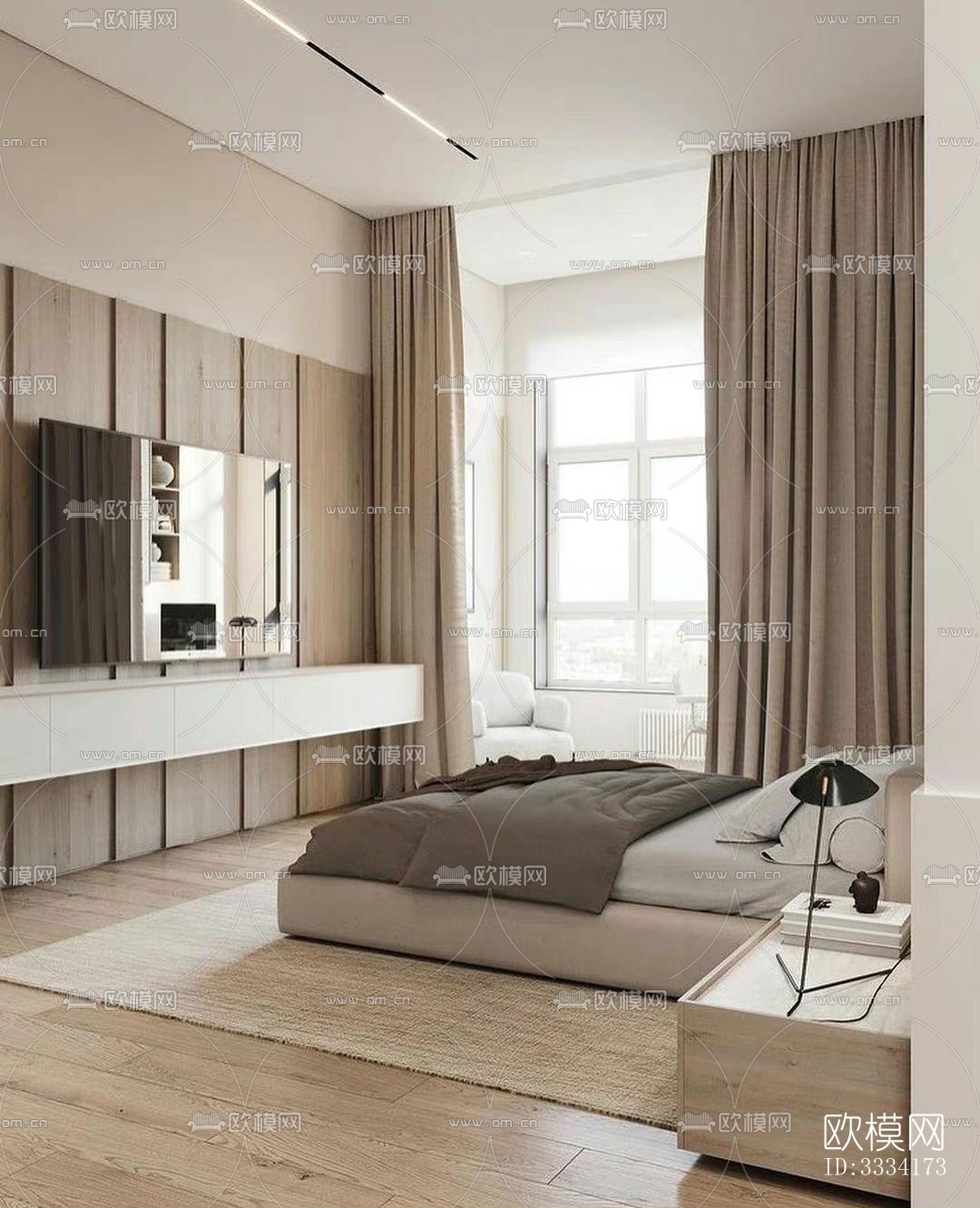 现代卧室效果图下载（渲染图4）