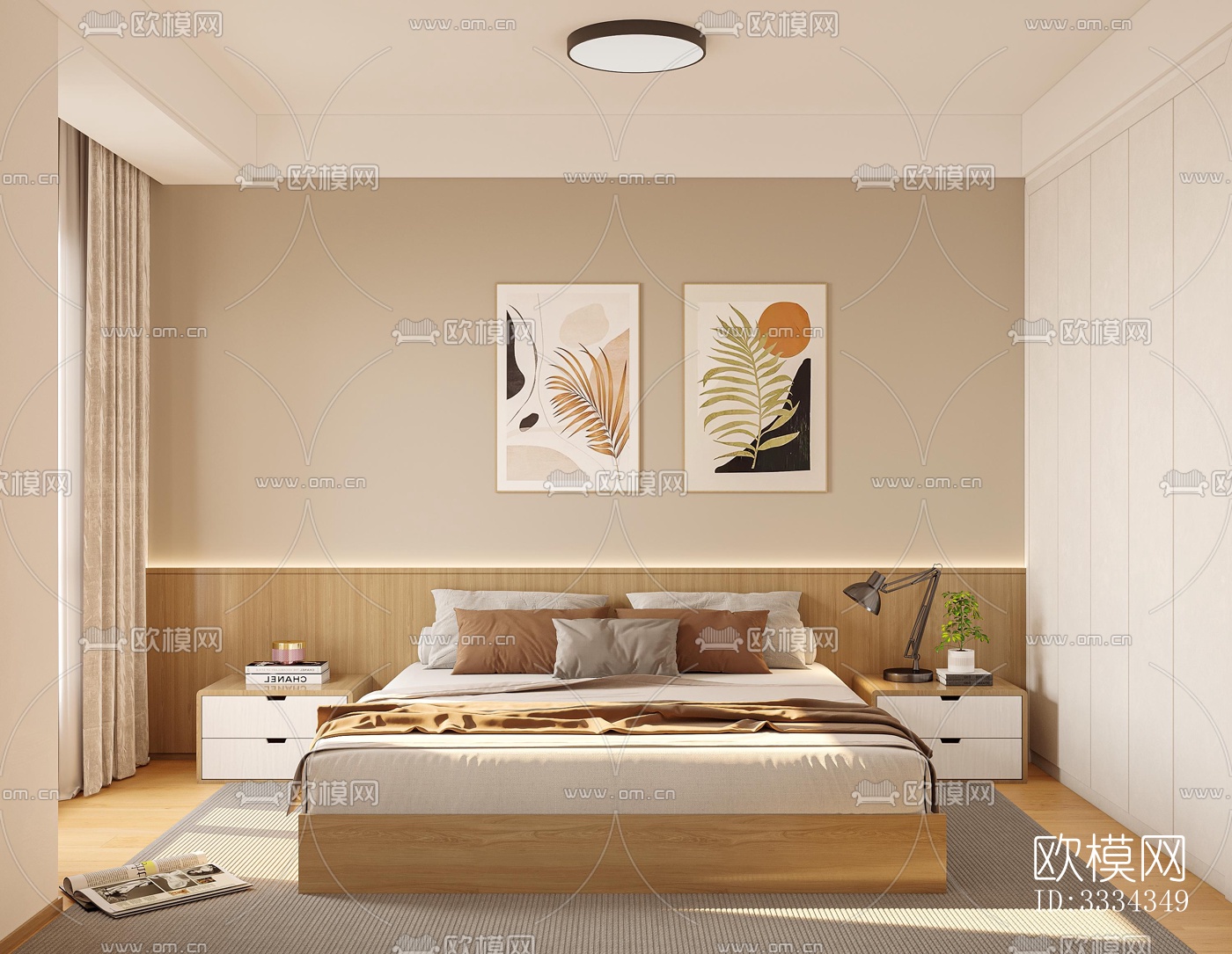 现代卧室效果图下载（渲染图1）