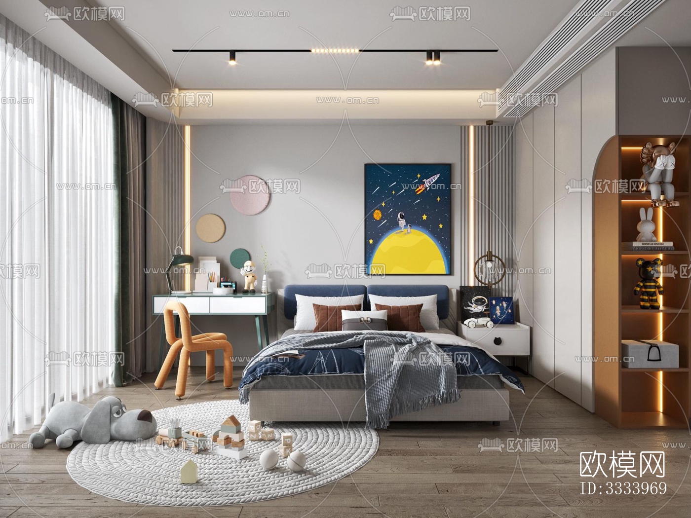 现代儿童房效果图下载（渲染图2）