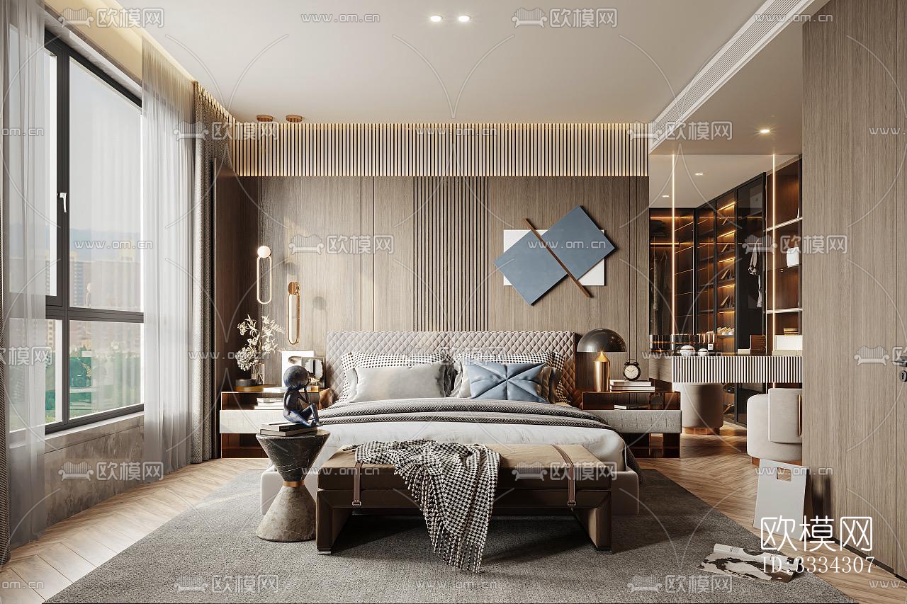 现代卧室效果图下载（渲染图3）