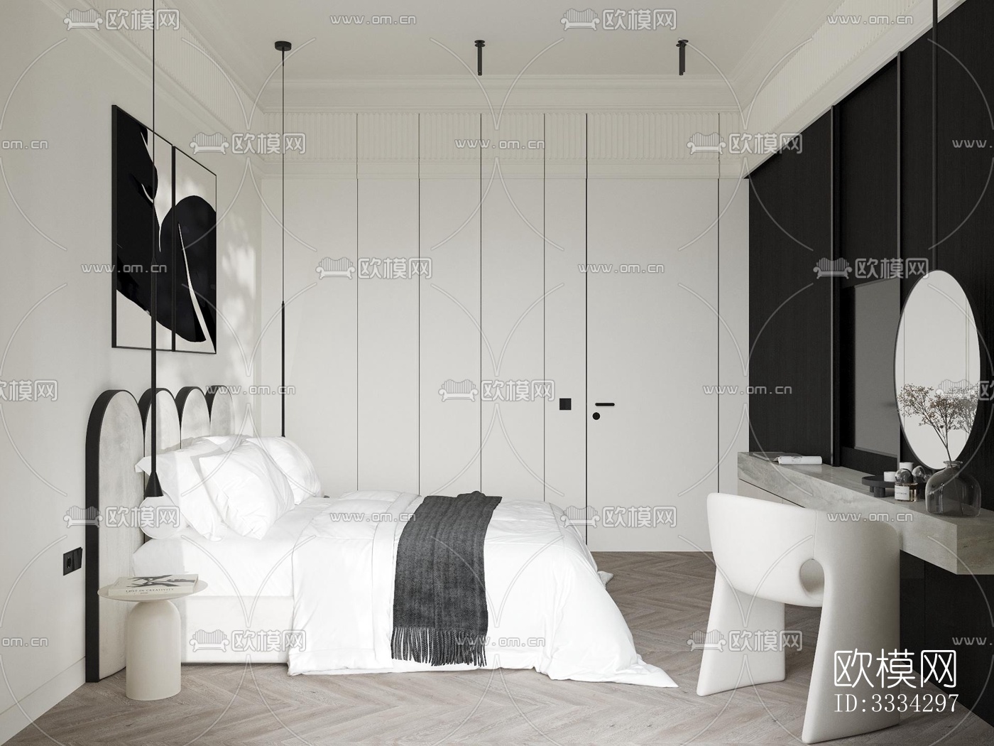 现代卧室效果图下载（渲染图11）