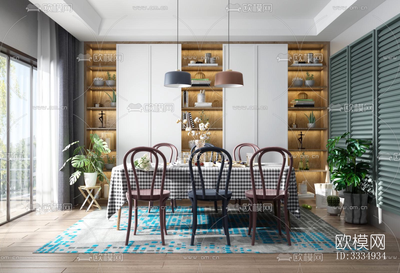 现代餐厅效果图下载（渲染图3）