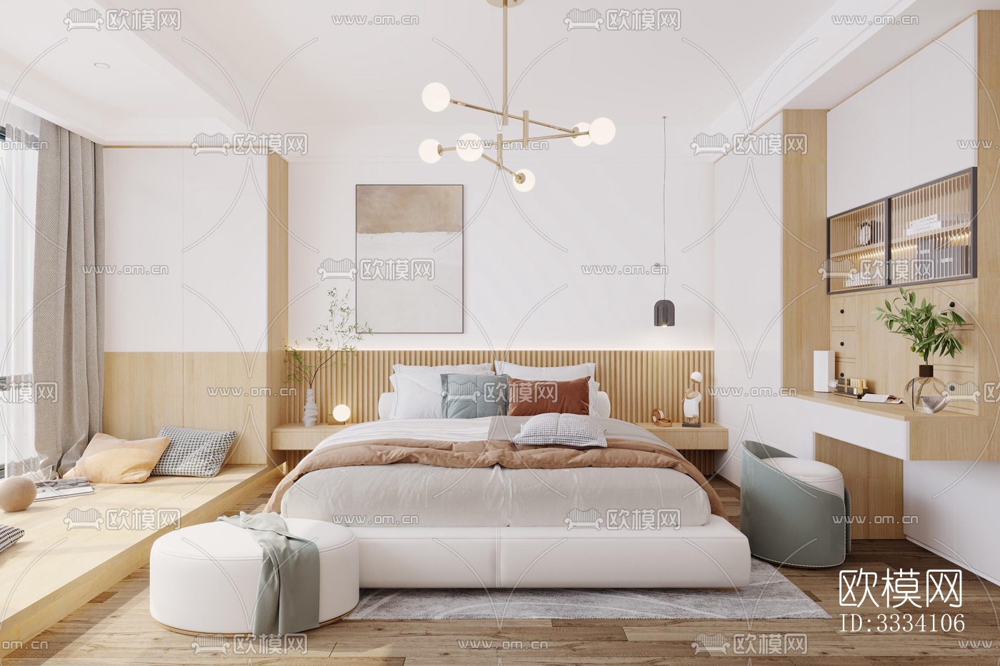 现代卧室效果图下载（渲染图6）