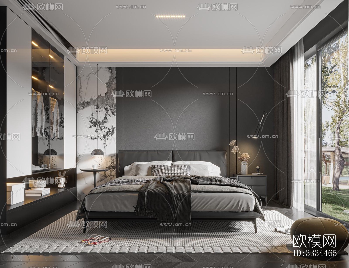 现代卧室效果图下载（渲染图4）