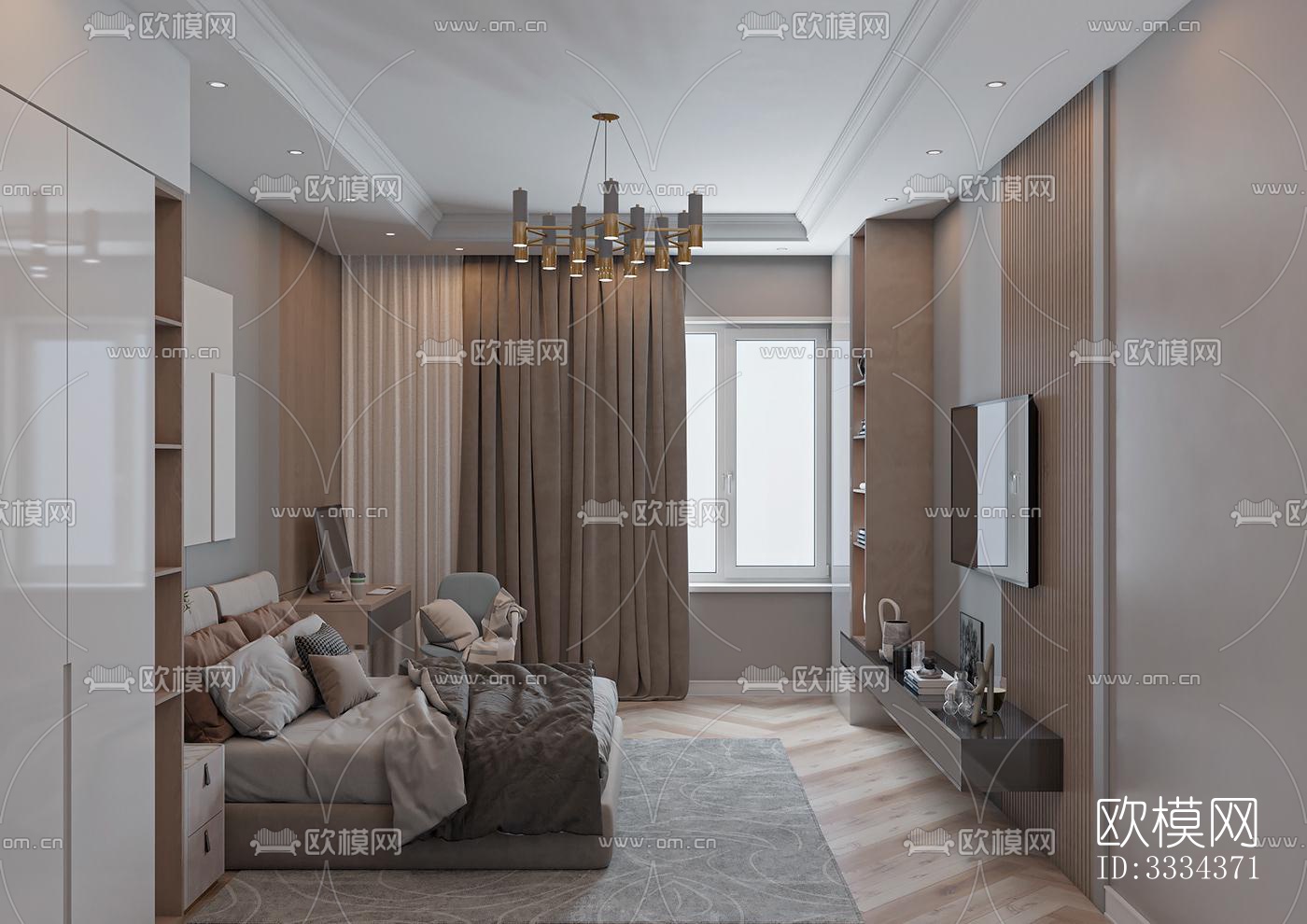 现代卧室效果图下载（渲染图4）