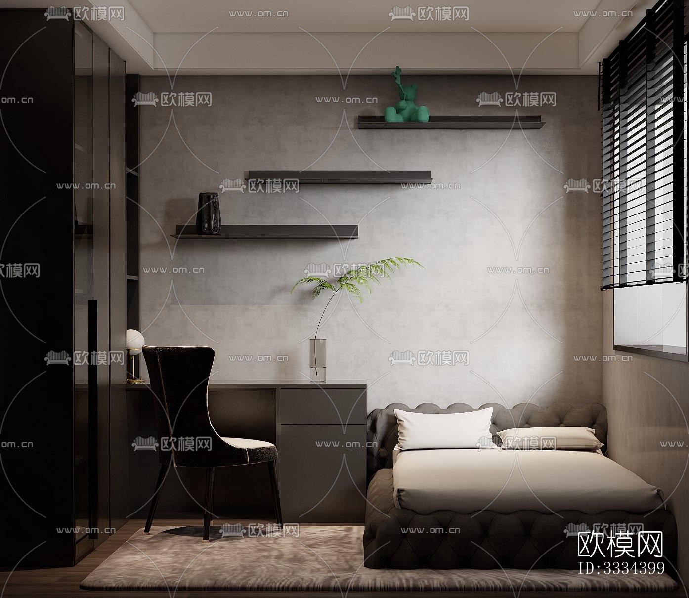 现代卧室效果图下载（渲染图1）