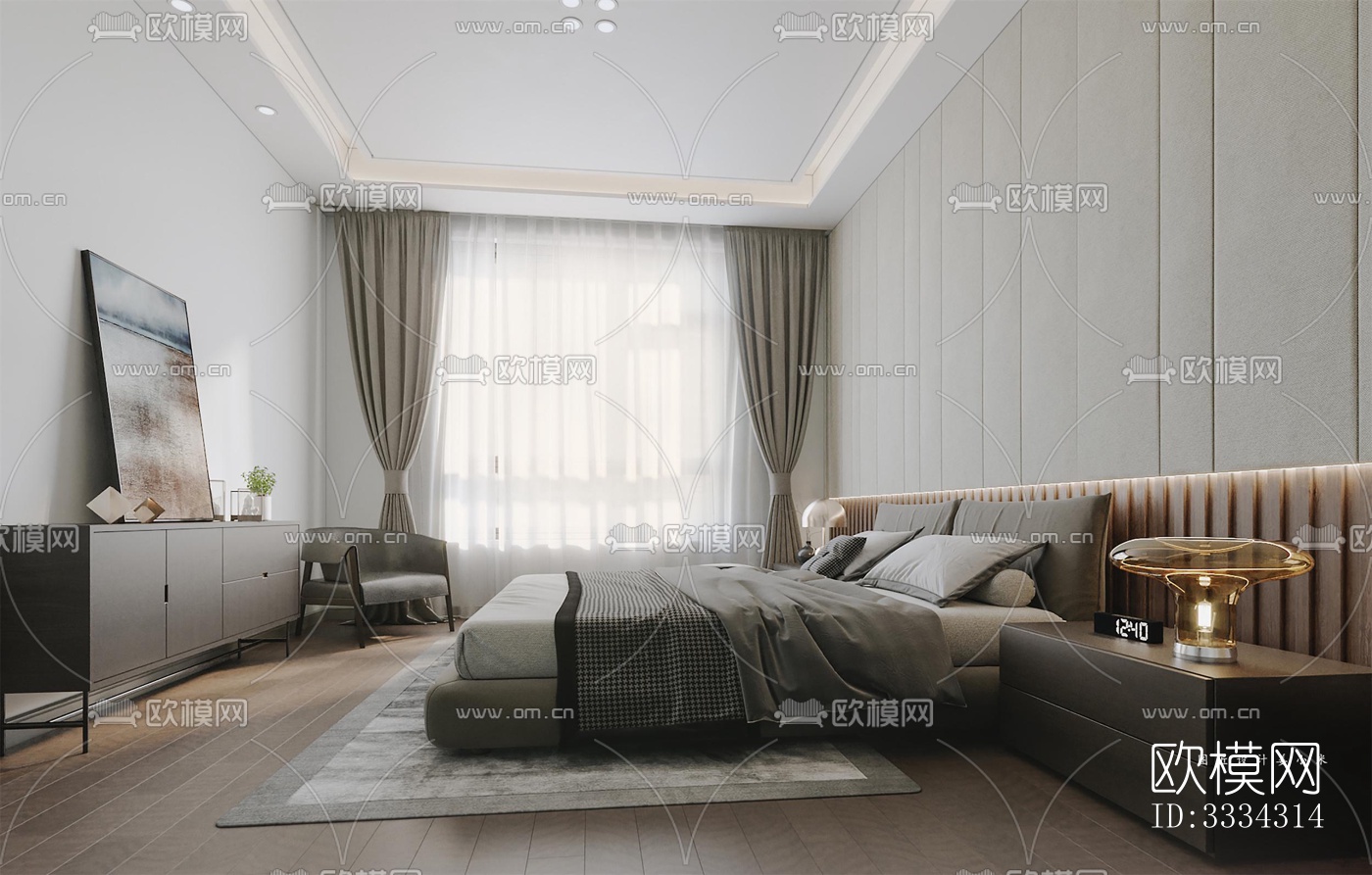 现代卧室效果图下载（渲染图3）