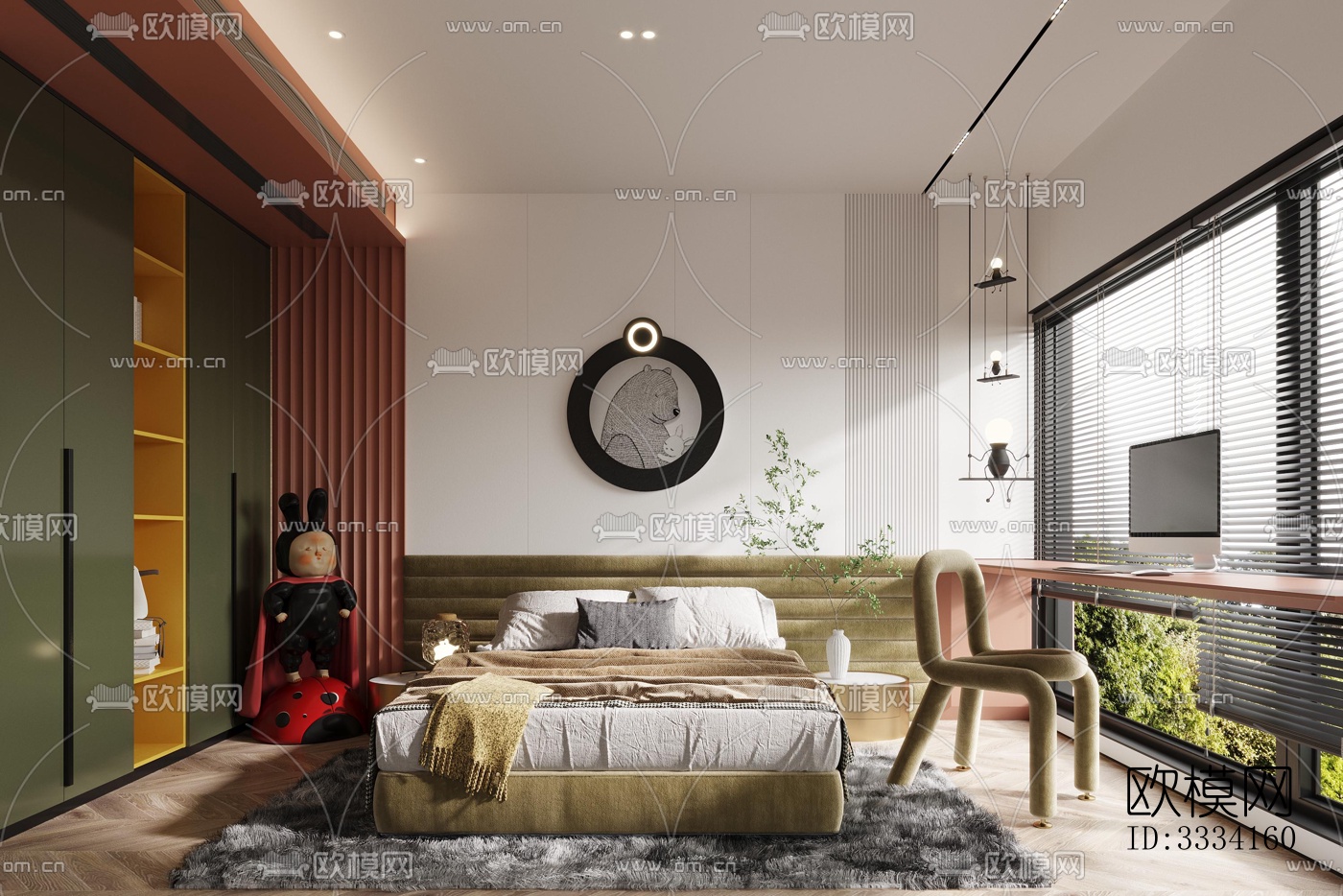 现代卧室效果图下载（渲染图4）