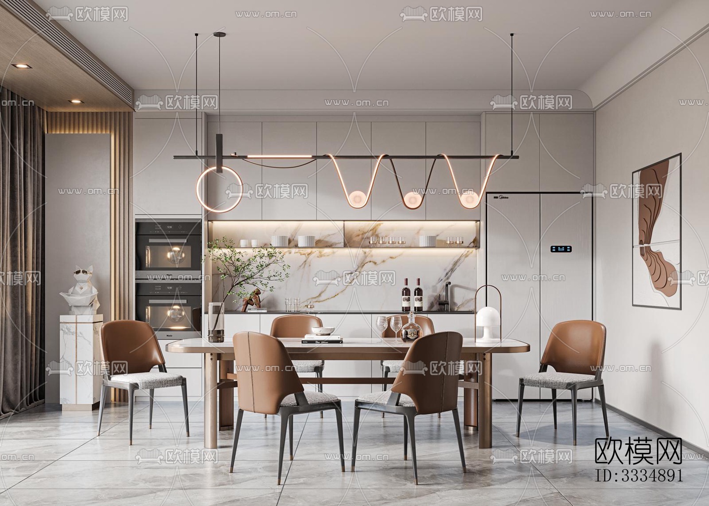 现代餐厅效果图下载（渲染图6）