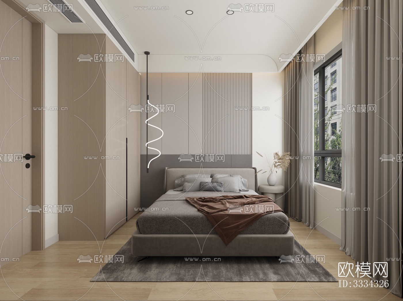 现代卧室效果图下载（渲染图9）