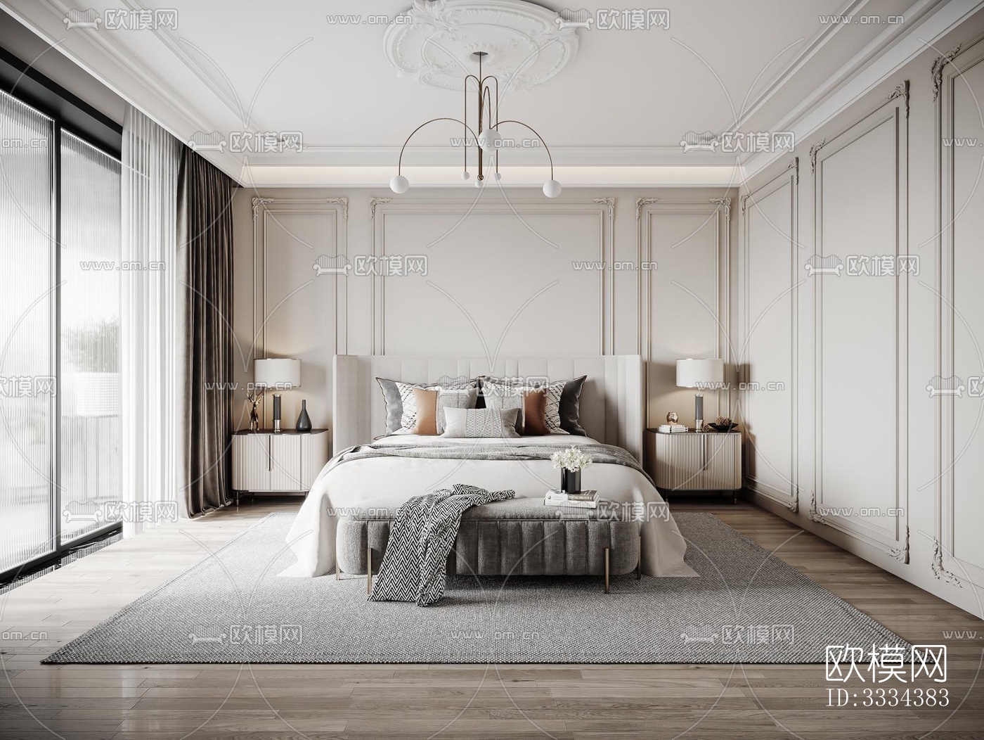 现代卧室效果图下载（渲染图8）