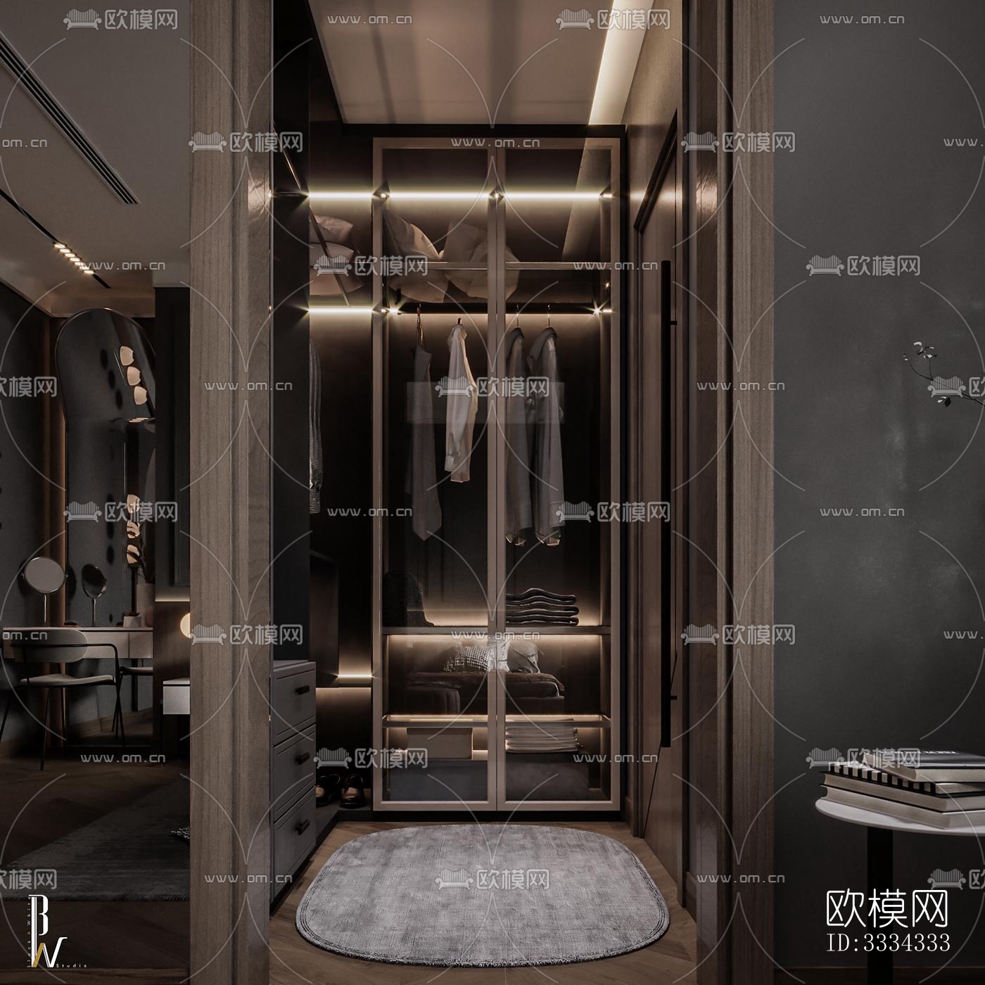 现代卧室效果图下载（渲染图3）