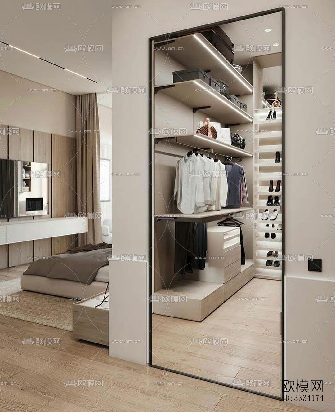 现代卧室效果图下载（渲染图9）