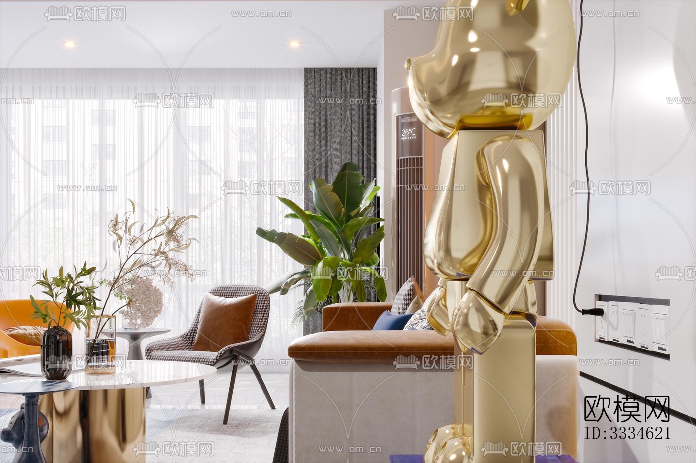 现代客厅效果图下载（渲染图5）