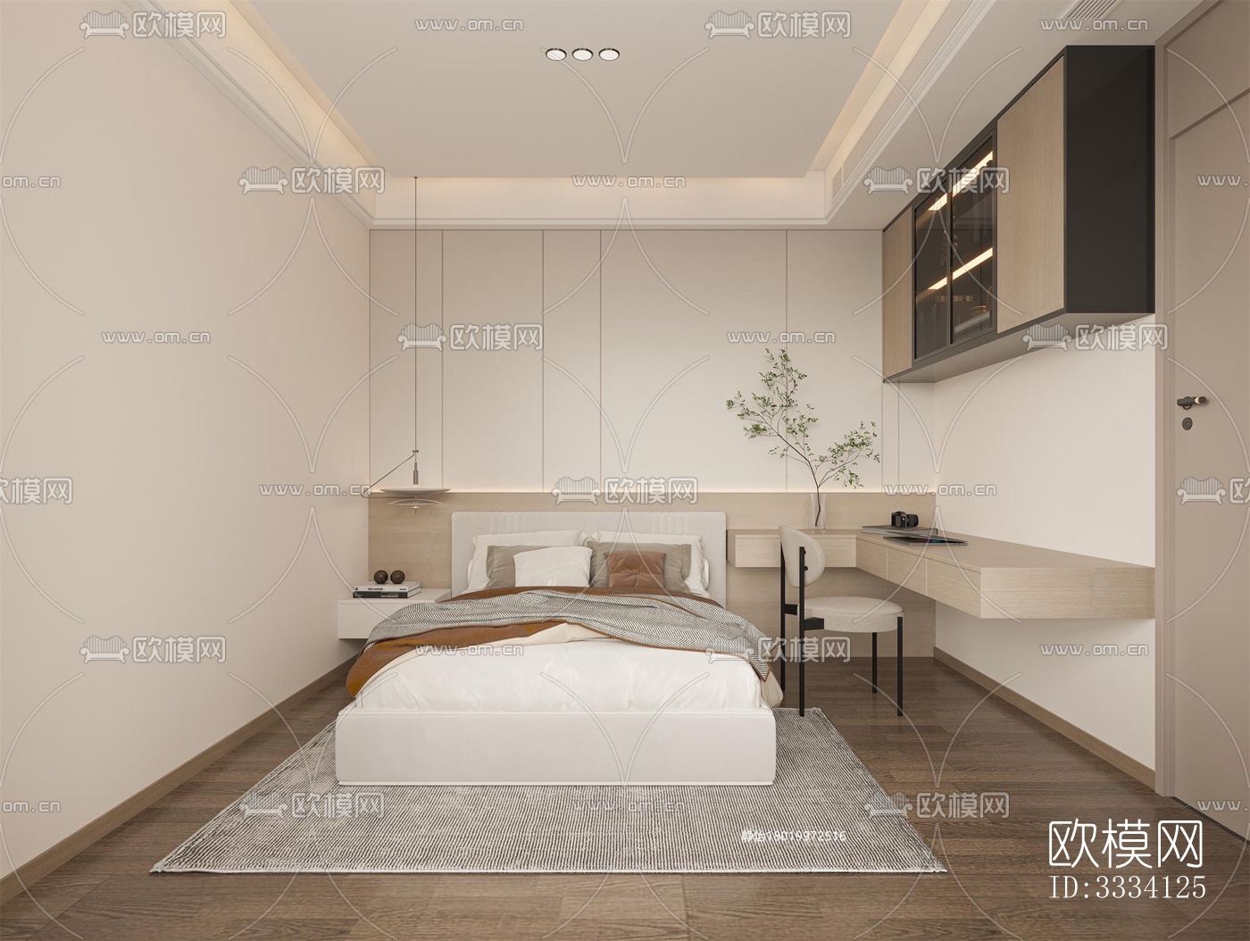 现代卧室效果图下载（渲染图3）