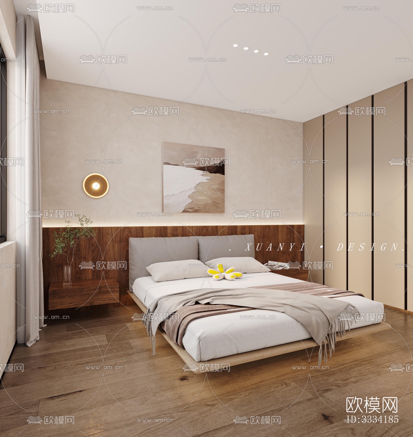 现代卧室效果图下载（渲染图4）