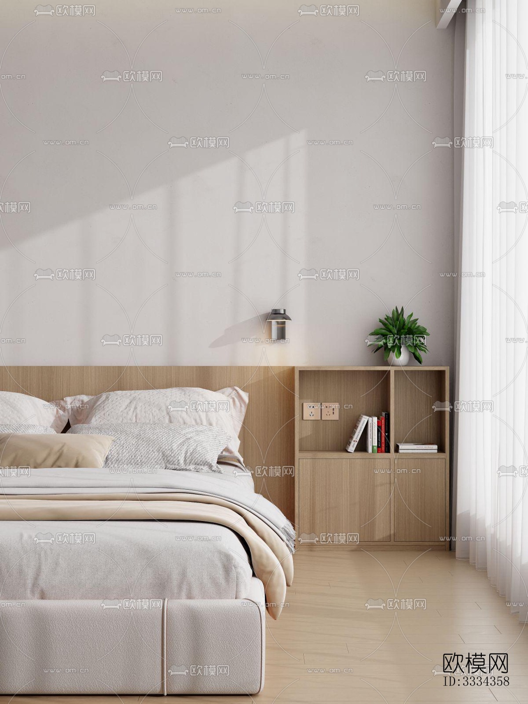 现代卧室效果图下载（渲染图3）