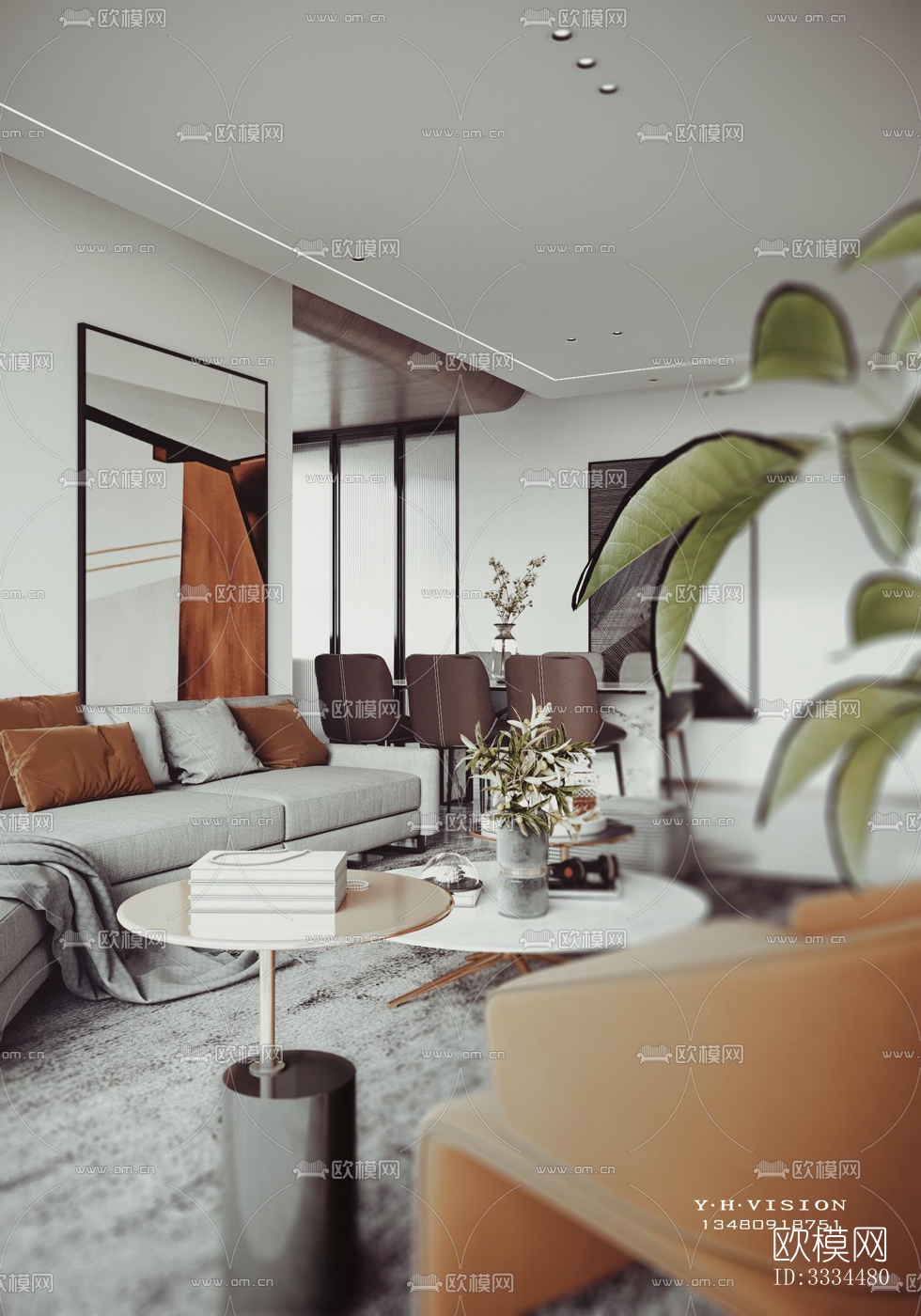 现代客厅效果图下载（渲染图2）