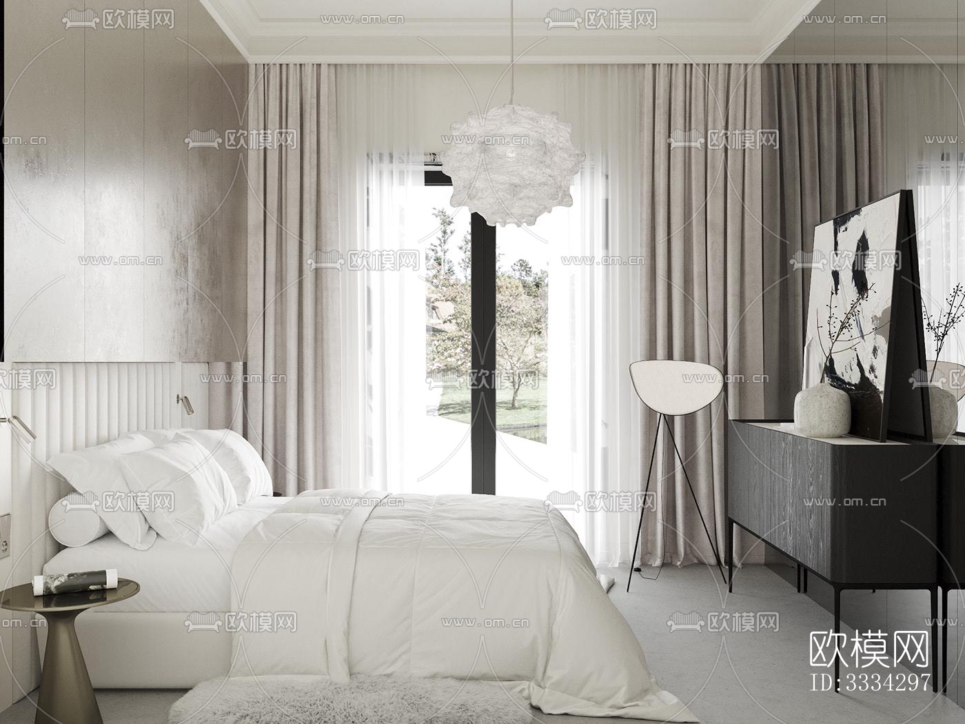 现代卧室效果图下载（渲染图15）