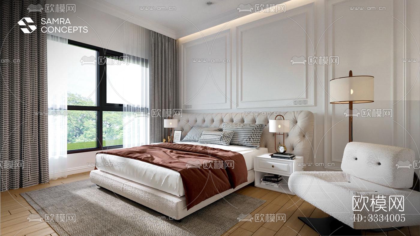 现代卧室效果图下载（渲染图4）
