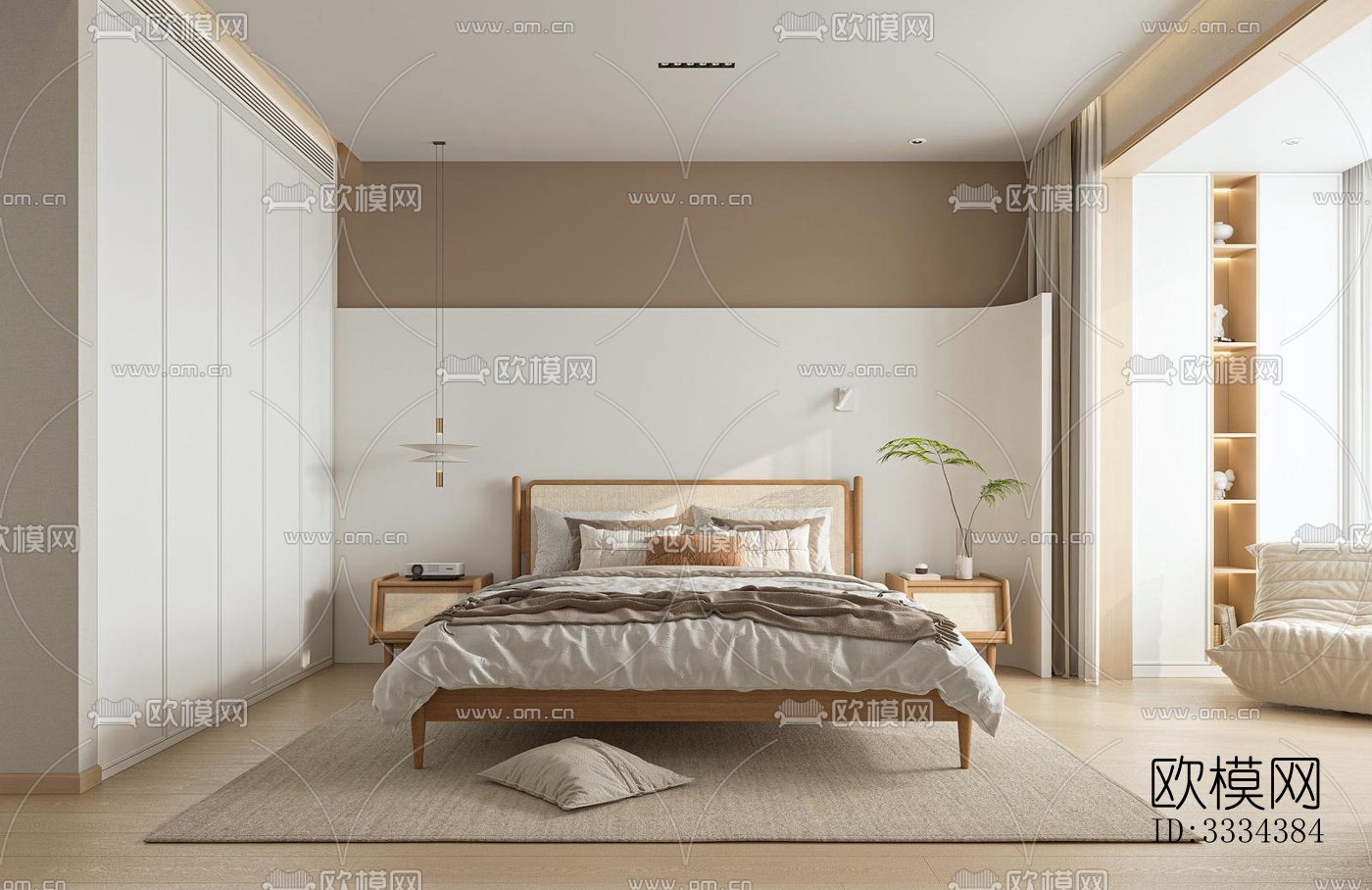 现代卧室效果图下载（渲染图4）