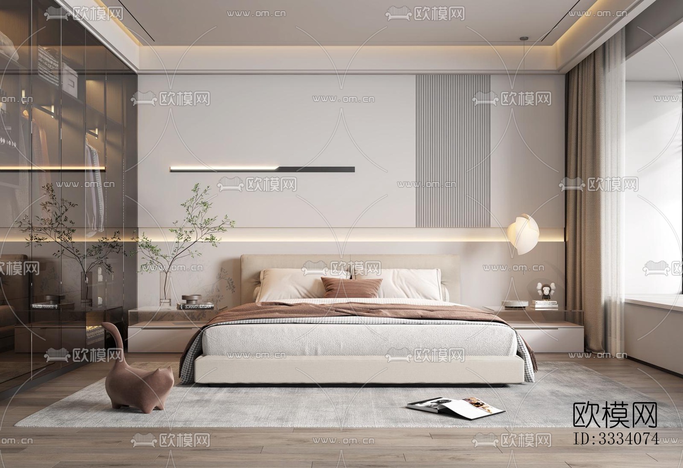 现代卧室效果图下载（渲染图6）