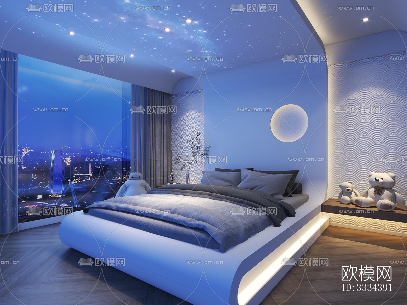 现代卧室效果图下载（渲染图4）