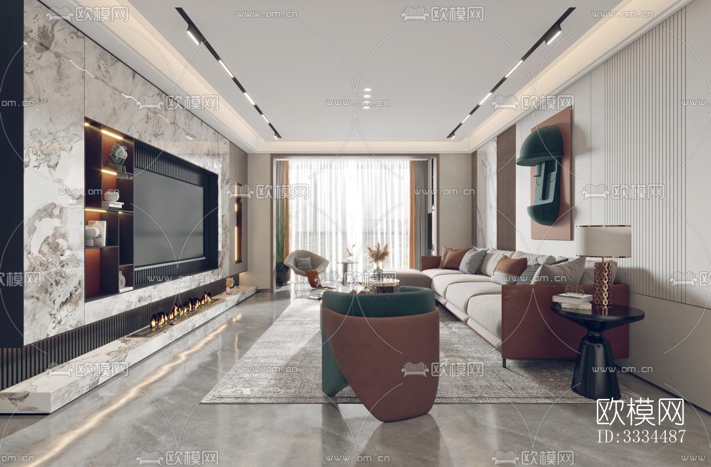 现代客厅效果图下载（渲染图11）