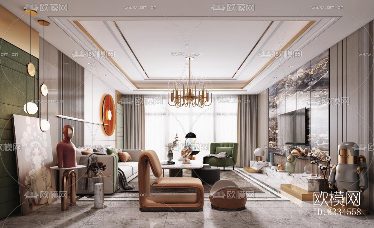 现代客厅效果图下载（渲染图1）