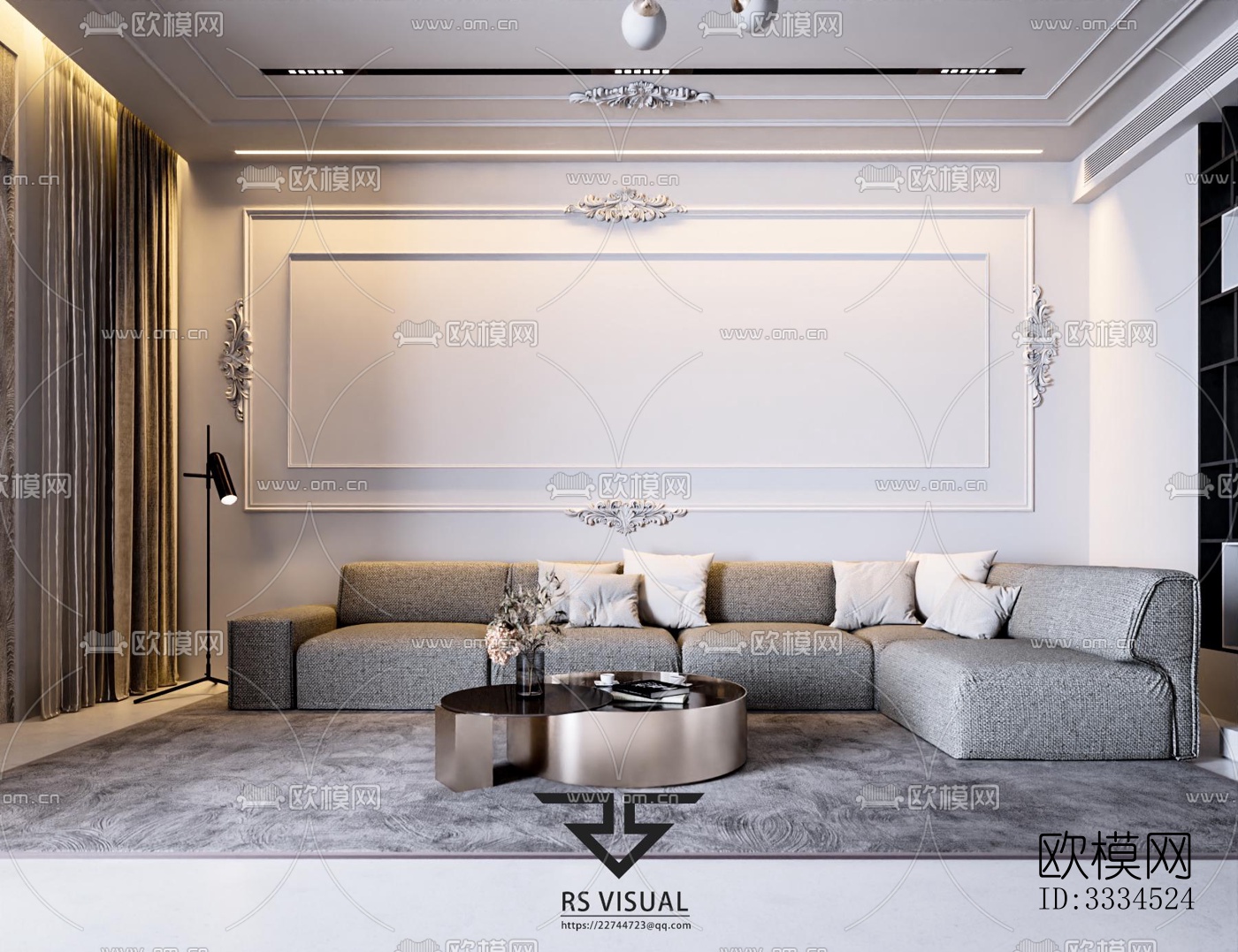 现代客厅效果图下载（渲染图3）