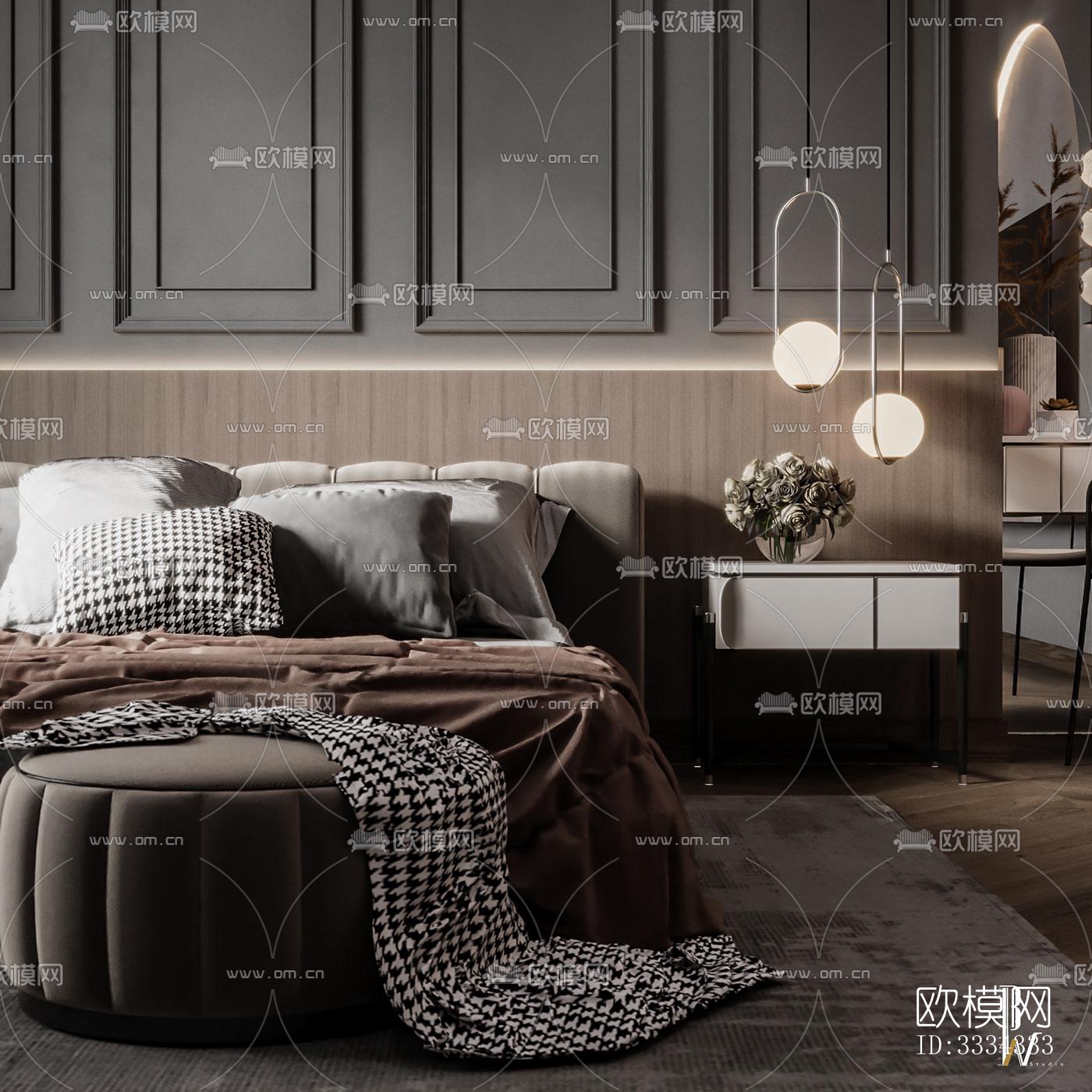 现代卧室效果图下载（渲染图7）