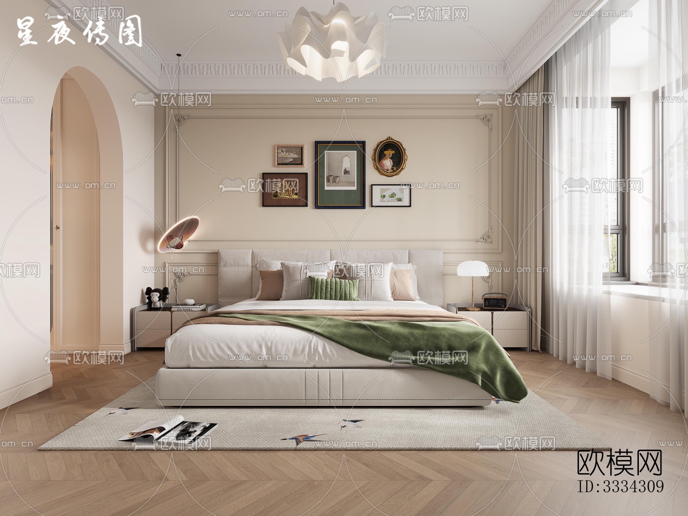 现代卧室效果图下载（渲染图3）