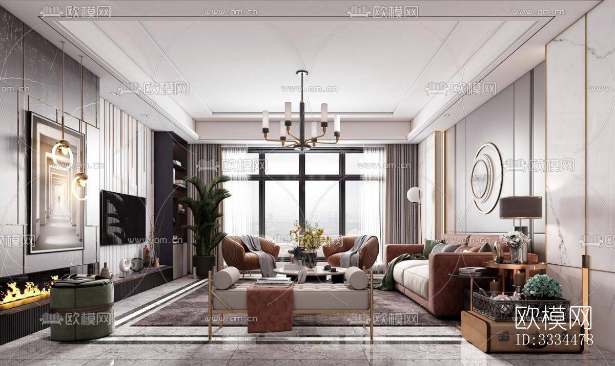 现代客厅效果图下载（渲染图5）